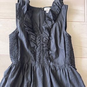 J. Crew Black Ruffle Midi Dress